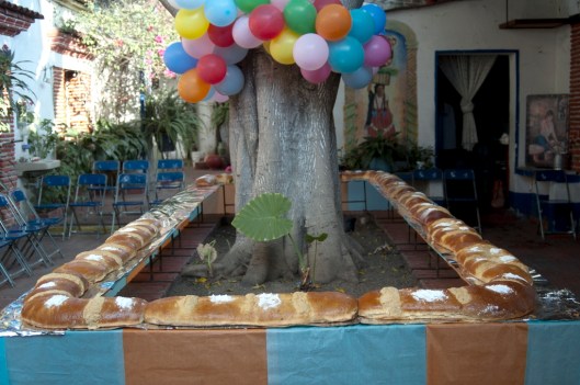 A large home-made Rosca de Reyes in the courtyard of a house on the Calle de Porfirio Diáz, Oaxaca, Mexico / Andreja Brulc